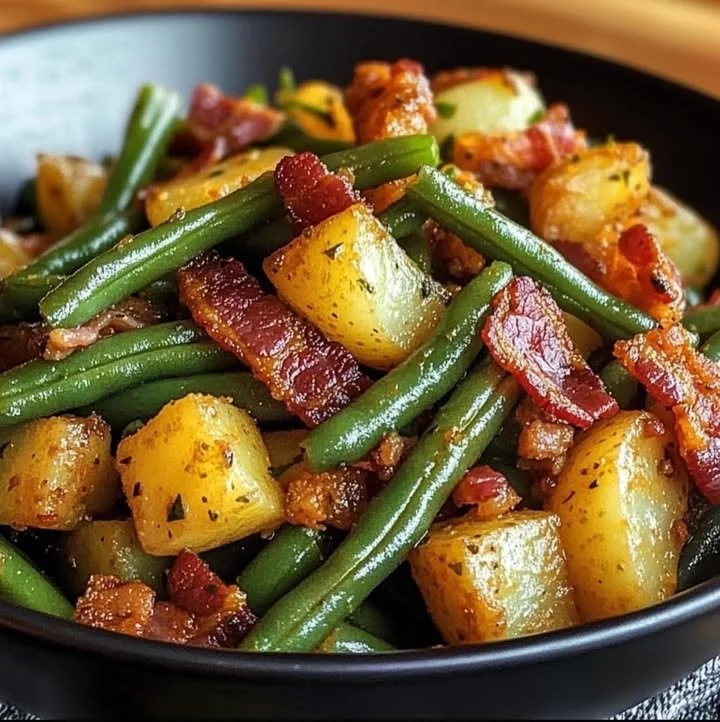 Delicious Country Ranch Green Beans & Potatoes with Bacon dish