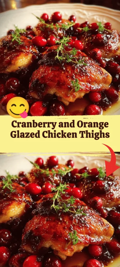 Cranberry and orange glazed chicken thighs served on a plate.