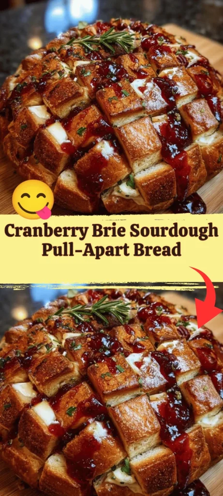 Cranberry Brie Sourdough Pull-Apart Bread fresh out of the oven