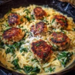 Creamy Lemon Chicken Ricotta Meatballs with Spinach & Garlic Orzo 2 Creamy Lemon Chicken Ricotta Meatballs with Spinach & Garlic Orzo