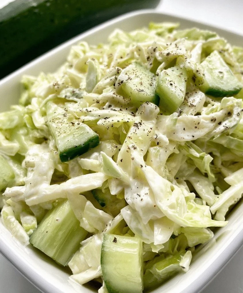 Creamy peppery coleslaw in a bowl garnished with fresh herbs