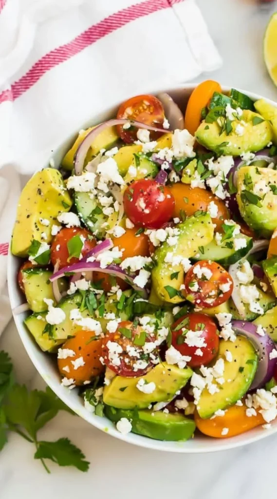 Fresh Cucumber Tomato Avocado Salad with vibrant ingredients