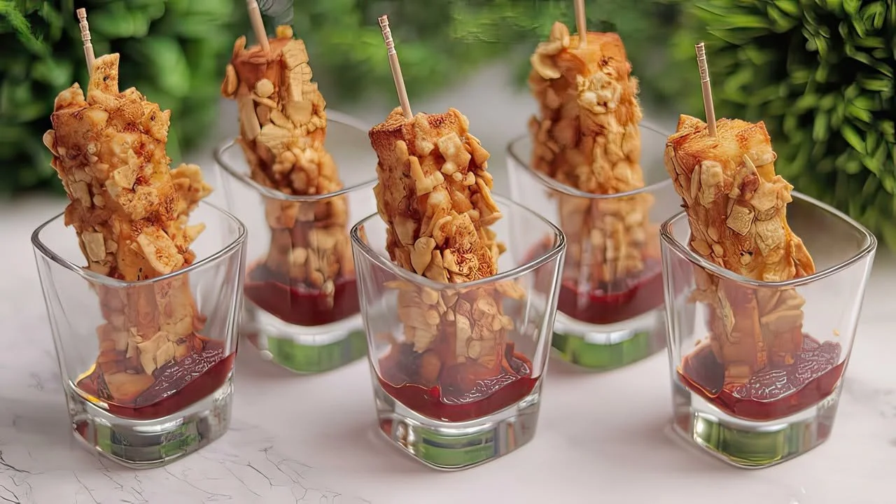 Dry Fruit Kulfi sticks displayed in stylish shot glasses