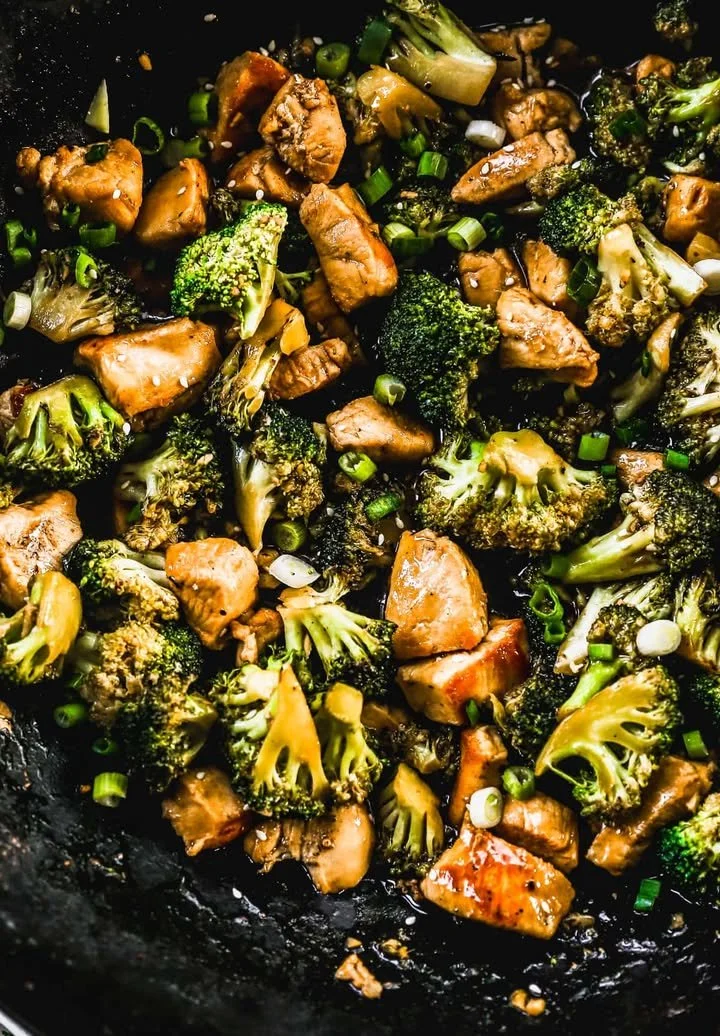 Delicious chicken broccoli stir fry served in a bowl with vibrant vegetables