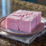 A colorful plate of easy cotton candy fudge squares