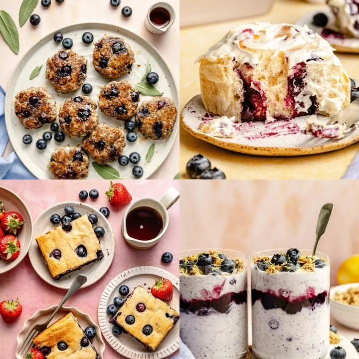 Delicious blueberry recipes for breakfast, snacks, and desserts.