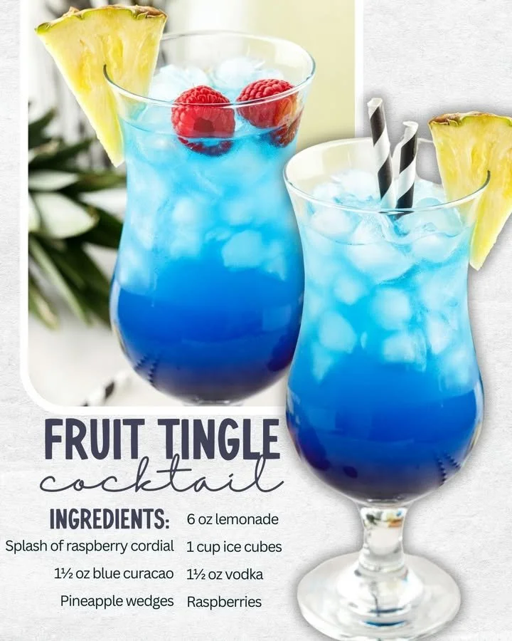 Delicious Fruit Tingle Cocktail served in a colorful glass with fruit garnish