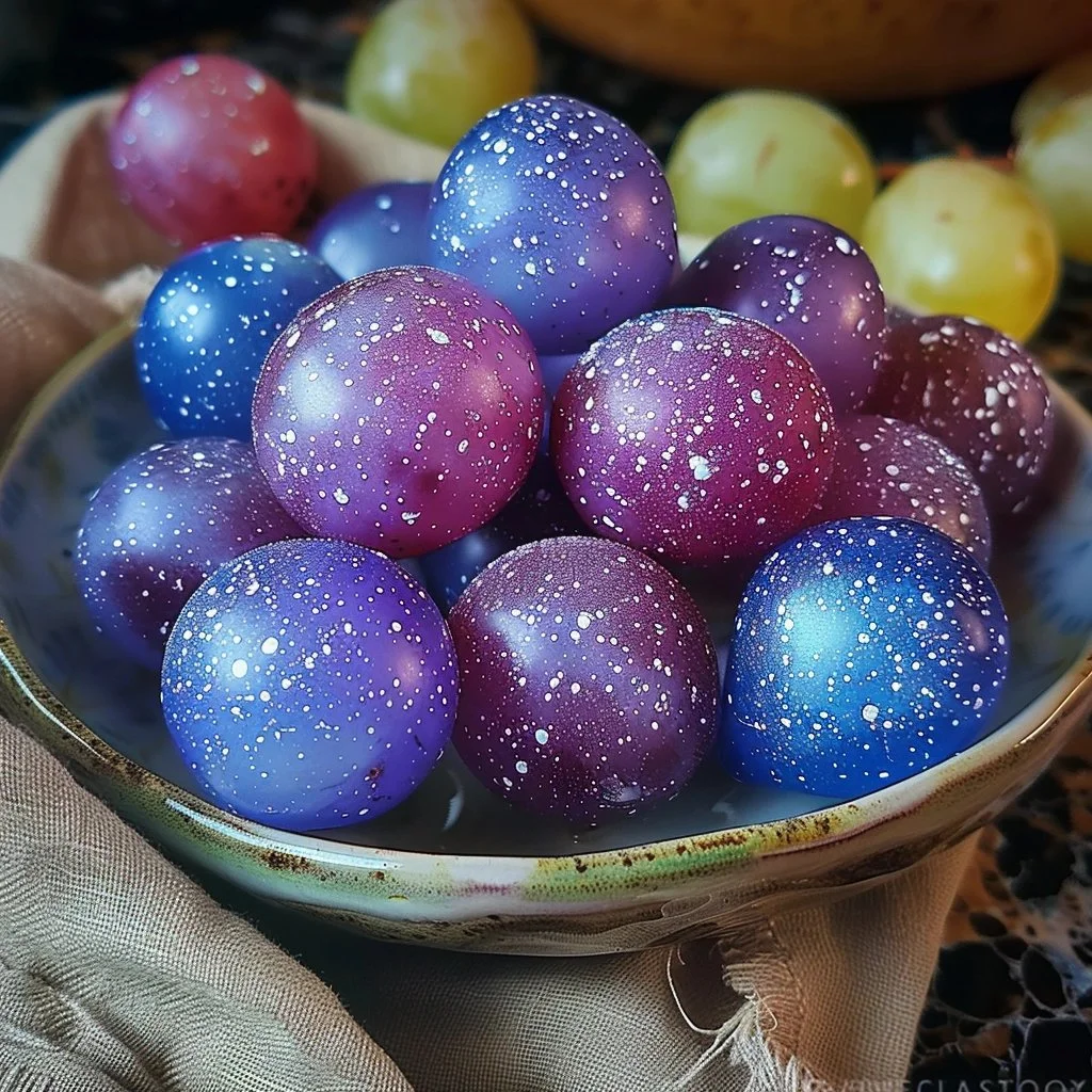 Fresh Galaxy Grapes showcasing their vibrant color and unique shape.