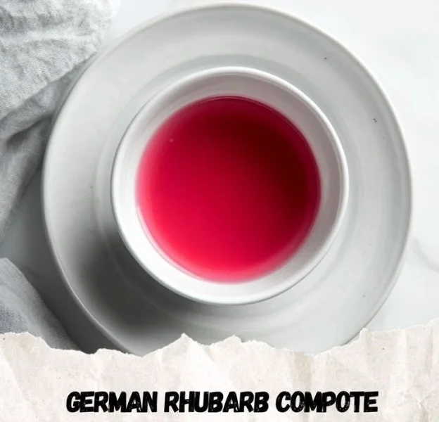 Delicious German rhubarb compote in a serving dish