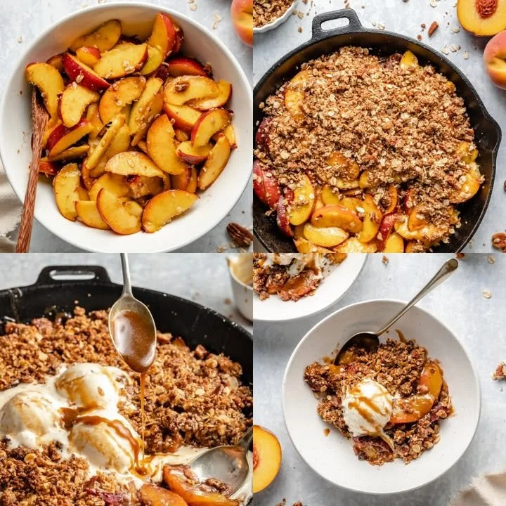 Gluten Free Peach Crisp with Salted Coconut Milk Caramel dessert