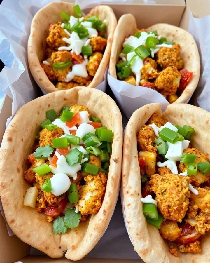 Delicious Greek Chicken Pita Boxes with fresh vegetables and tzatziki sauce