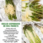 Grilled asparagus in foil, ready to serve fresh off the grill.