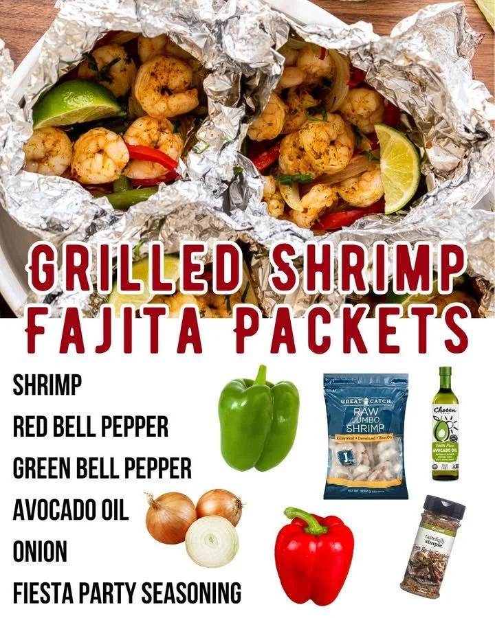 Delicious grilled shrimp fajita packets served on a platter.
