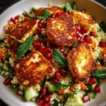 Delicious Halloumi and Pomegranate Couscous Salad with Mint-Lemon Dressing