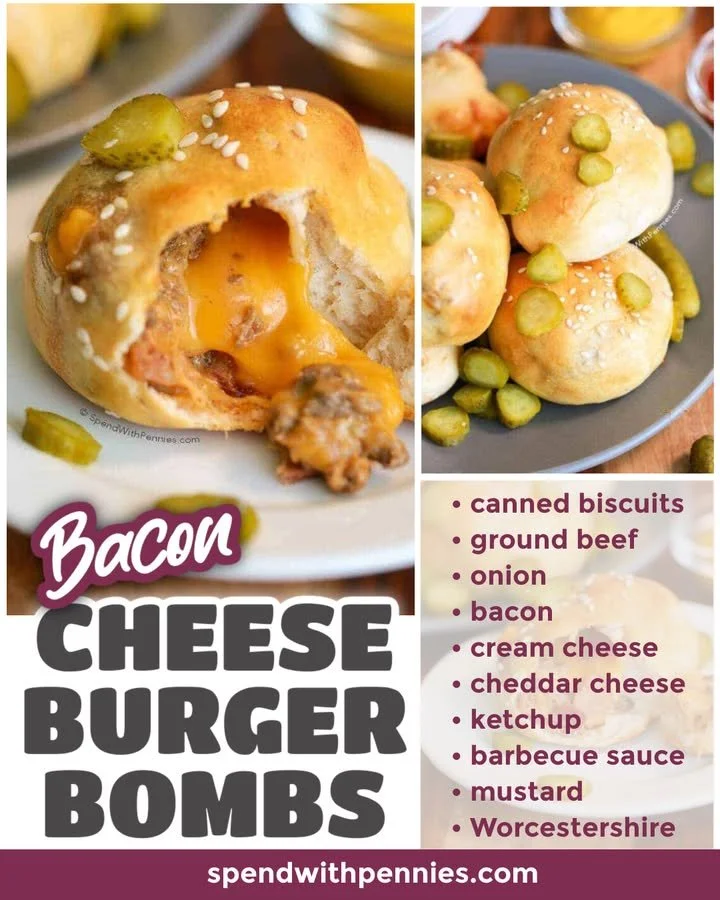 Deliciosas hamburger bombs de bacon y queso listas para disfrutar.