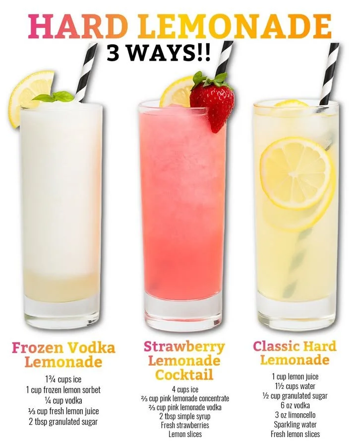 Three refreshing hard lemonade recipes for summer enjoyment.