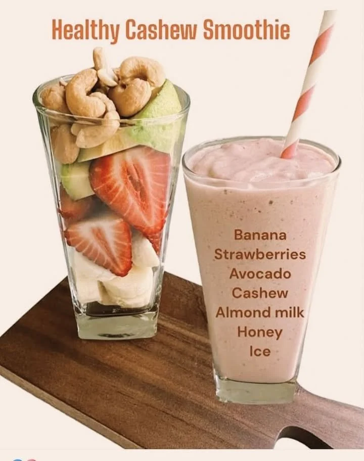 Healthy cashew smoothie made with nuts and fruits for a nutritious drink