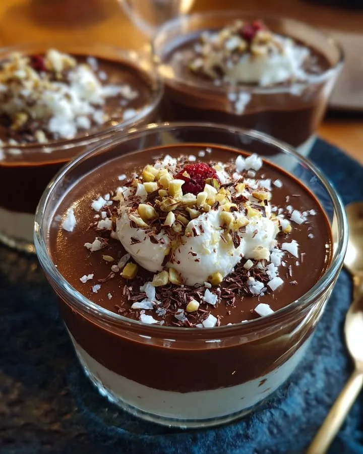 High protein cottage cheese chocolate mousse served in a dessert dish