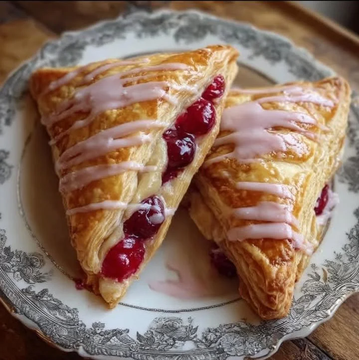 Homemade cherry turnovers with flaky pastry and sweet cherry filling