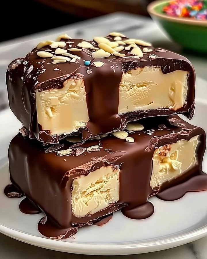 Delicious homemade chocolate-covered ice cream bars ready to enjoy