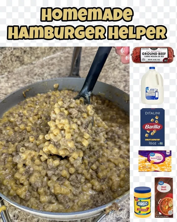 Delicious homemade hamburger helper served in a bowl with a fork