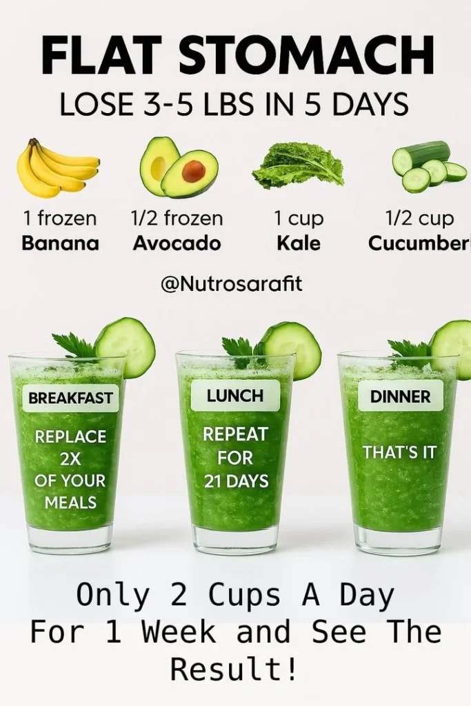 Healthy green smoothie for weight loss in a glass with fruits and greens