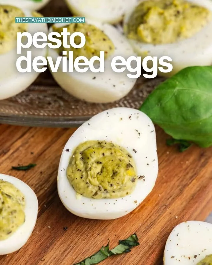 Huevos endiablados con pesto, un aperitivo sabroso y fácil de preparar.