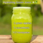 Refreshing and hydrating green juice made with fresh vegetables and fruits.