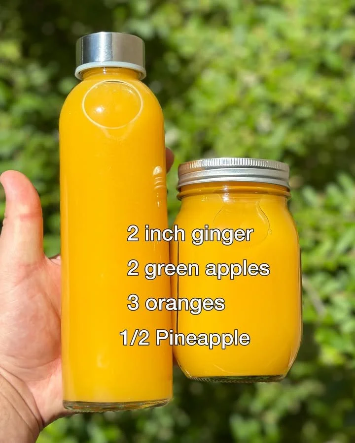 Healthy glass of immunity juice with fresh fruits and vegetables