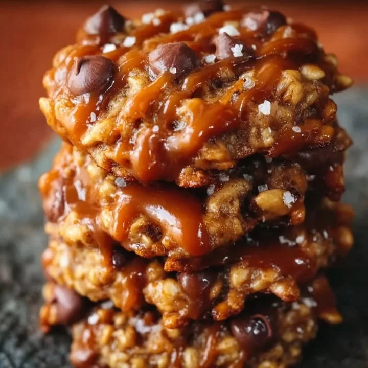 Delicious no-bake salted caramel cookies on a plate