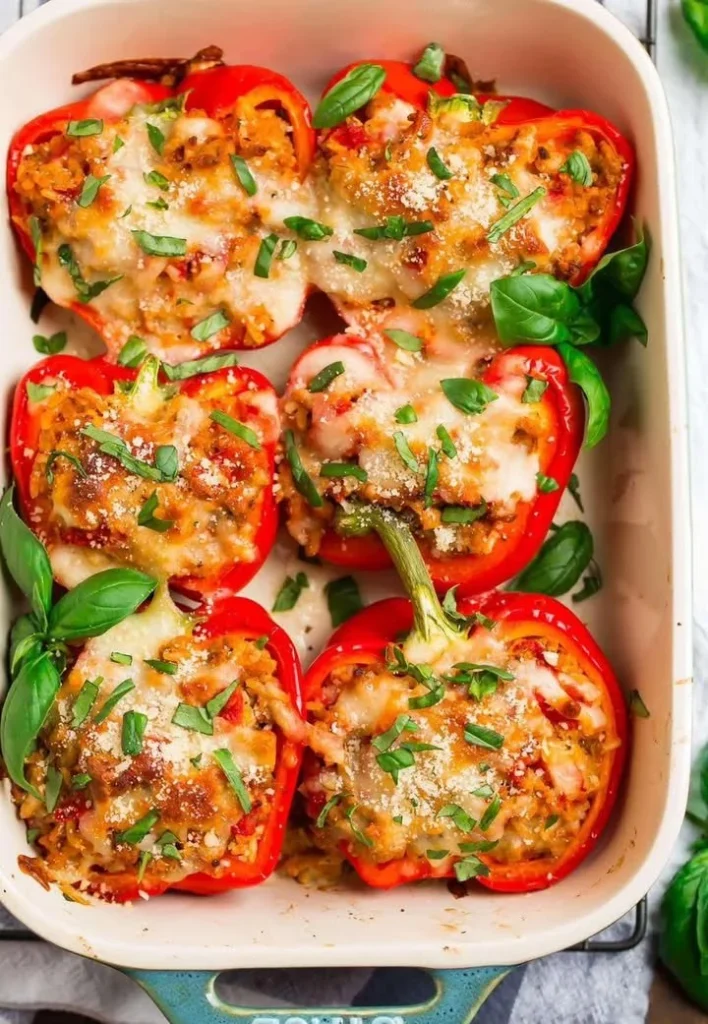 Delicious Italian stuffed peppers filled with savory ingredients.