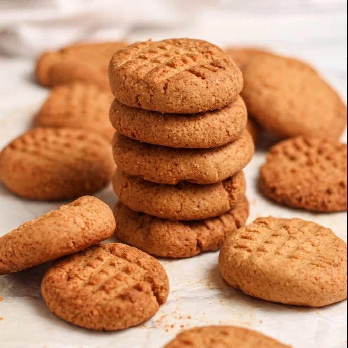 Delicious Keto Peanut Butter Cookies on a plate, low-carb and gluten-free treat.