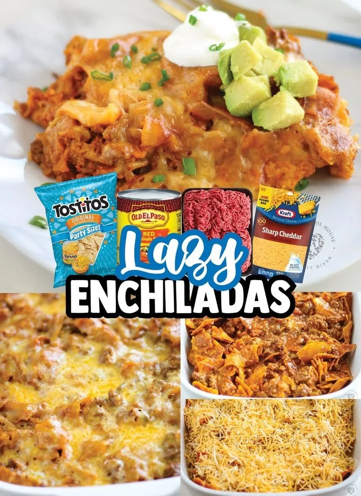 Delicious lazy enchiladas served with toppings and garnishes