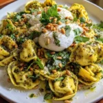 Lemon Pesto Tortellini with Burrata & Roasted Pine Nuts 2 Lemon Pesto Tortellini with Burrata & Roasted Pine Nuts