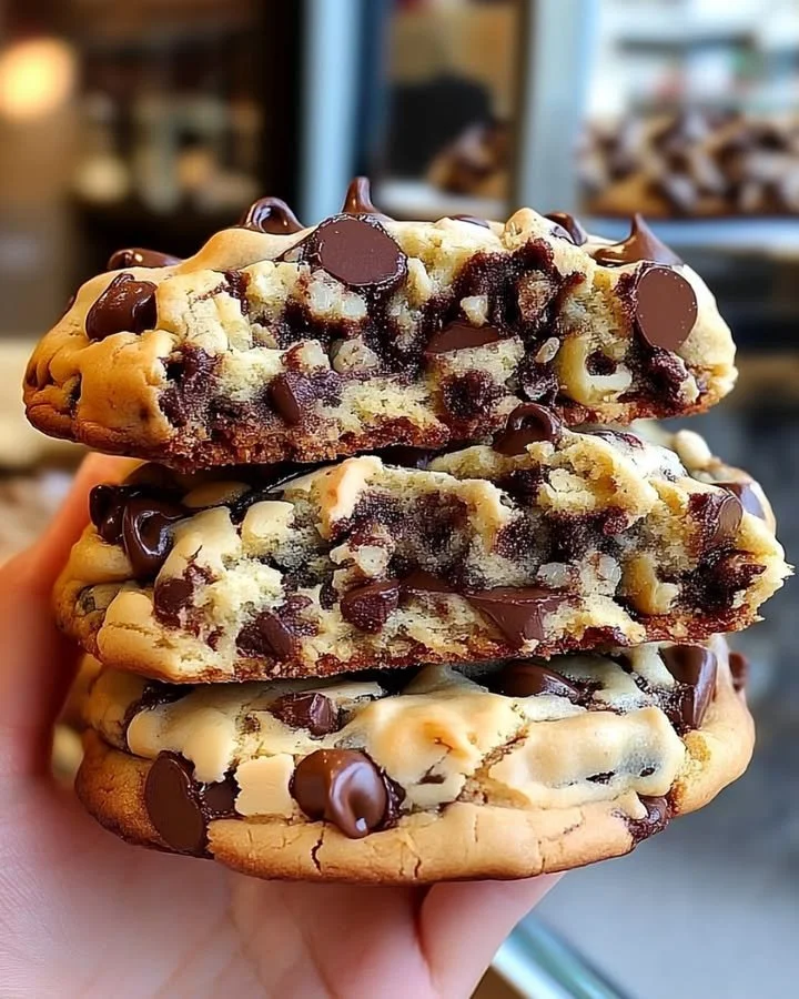 Delicious Levain Bakery chocolate chip cookies showcasing their gooey texture.