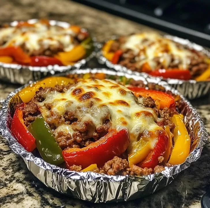 Low carb crustless pizza bowl with vibrant toppings and cheese.