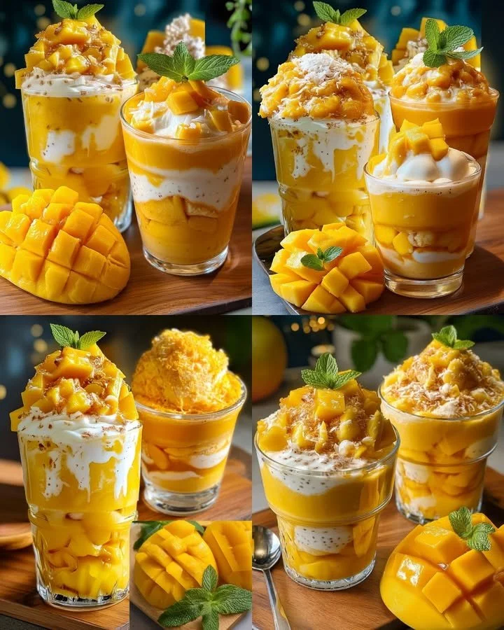 Delicious mango coconut chia pudding topped with fresh mango slices and coconut flakes