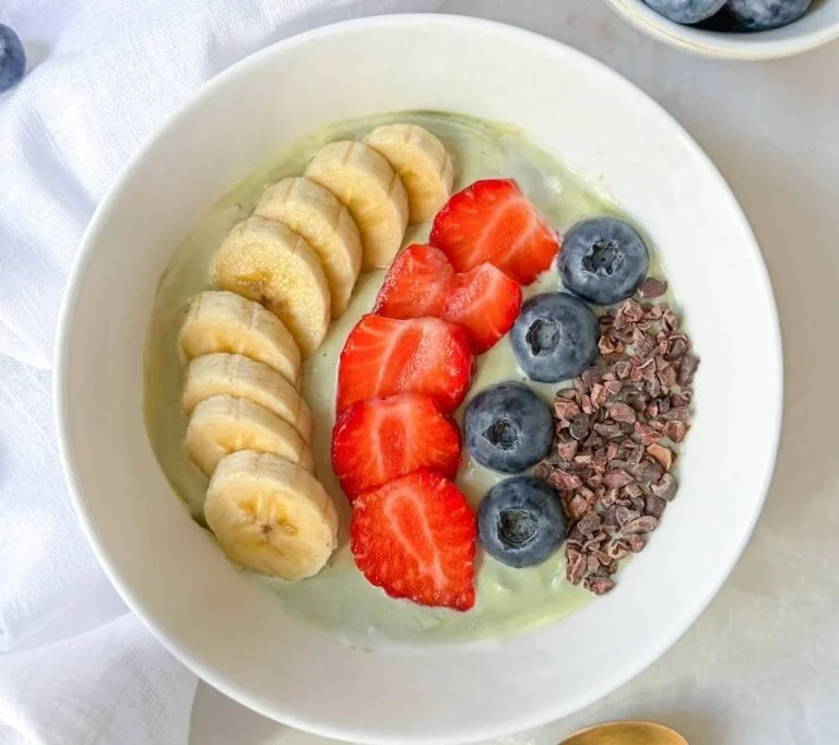 Delicious Matcha Yogurt Bowl with toppings