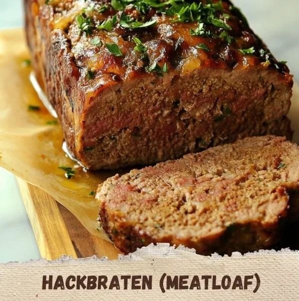 Delicious homemade meatloaf served with mashed potatoes and green beans