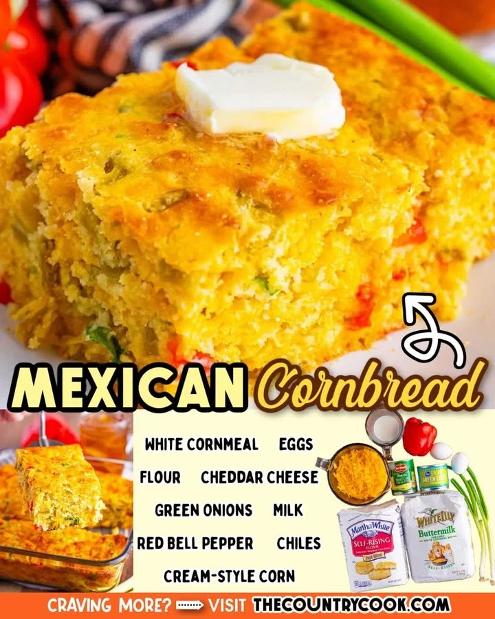 Deliciously baked Mexican cornbread with a golden crust