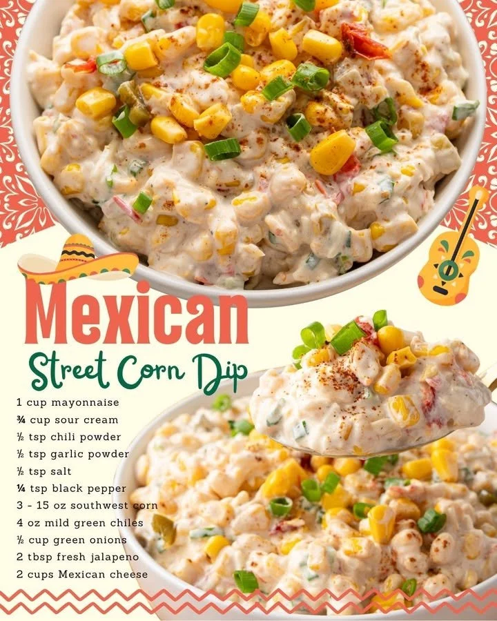 Creamy Mexican street corn dip served in a bowl with fresh toppings