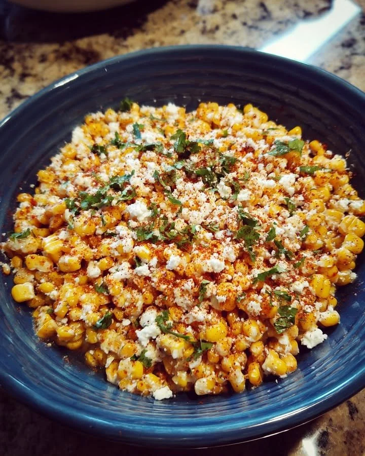 Delicious Mexican Street Corn Salad (Esquites) served in a bowl