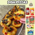 Mini deep dish pizzas topped with cheese and fresh ingredients