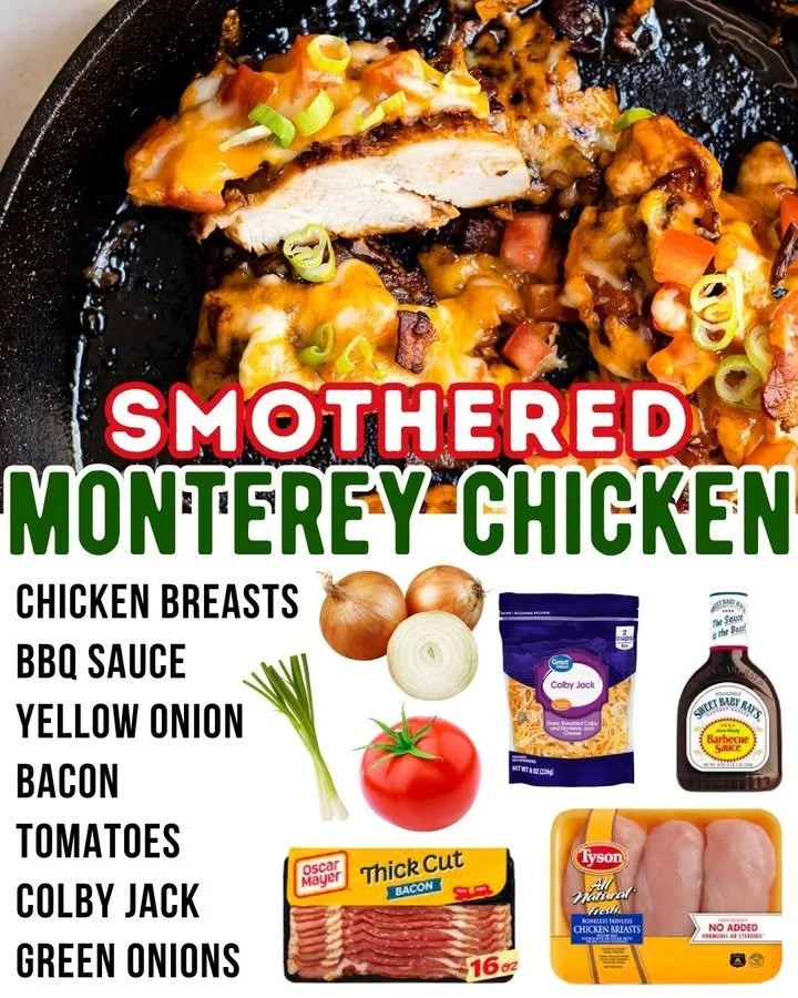 Delicious plate of Monterey Chicken garnished with vegetables and cheese.