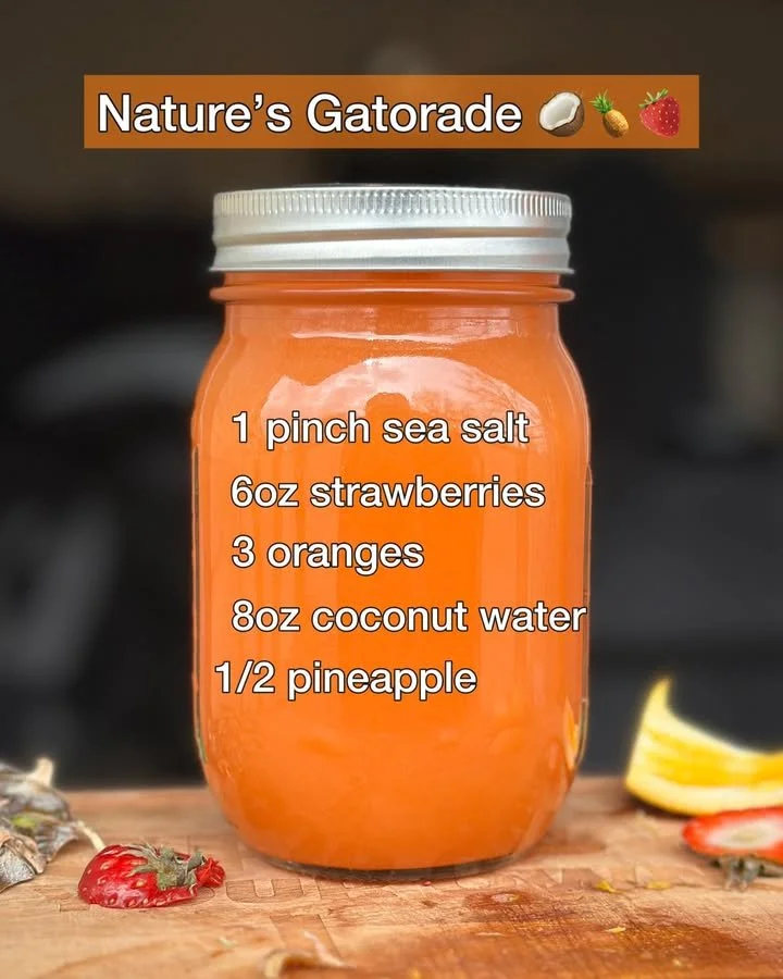 Nature's Gatorade natural electrolyte drink in a vibrant green bottle.