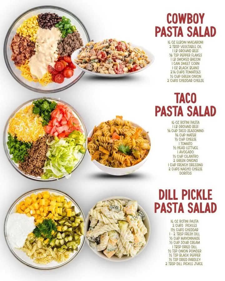 Colorful loaded pasta salad with fresh vegetables and herbs