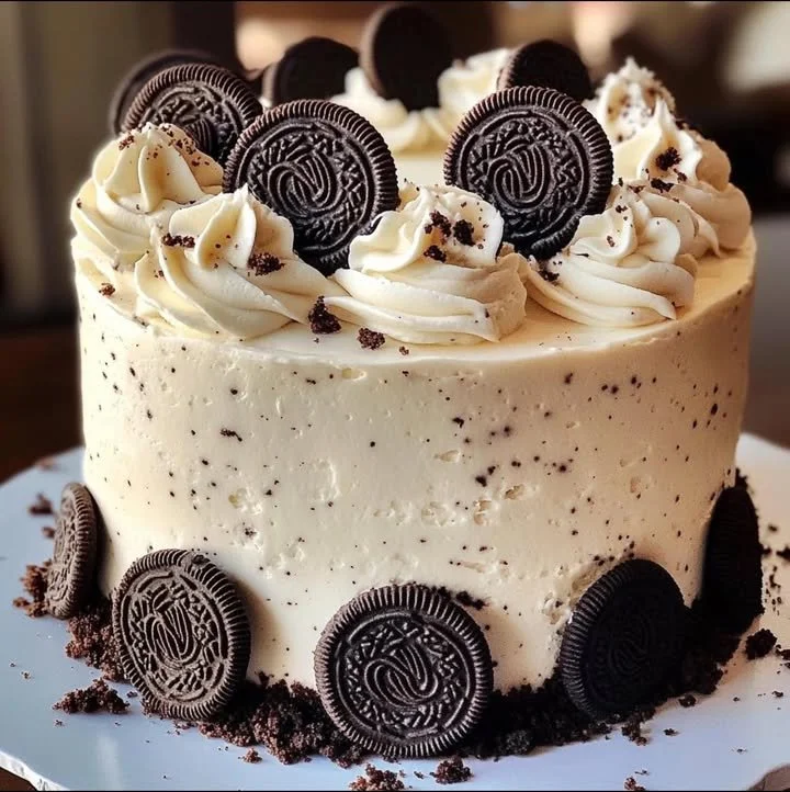 A delicious OREOS Cookies & Cream Delight dessert featuring creamy layers and crunchy cookies.