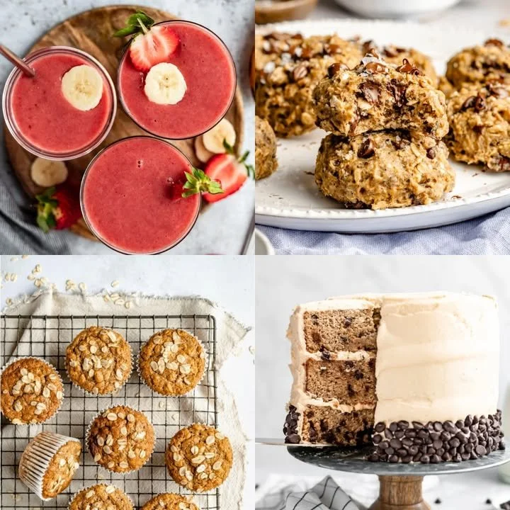 Delicious recipes using ripe bananas for baked goods and snacks.
