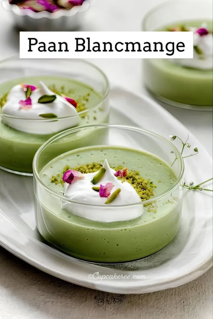 Delicious Paan Blancmange dessert served in a bowl with vibrant colors.