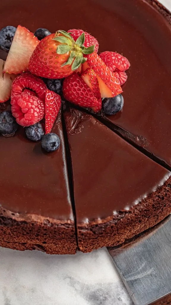 Pastel de chocolate sin harina, delicioso y libre de gluten.